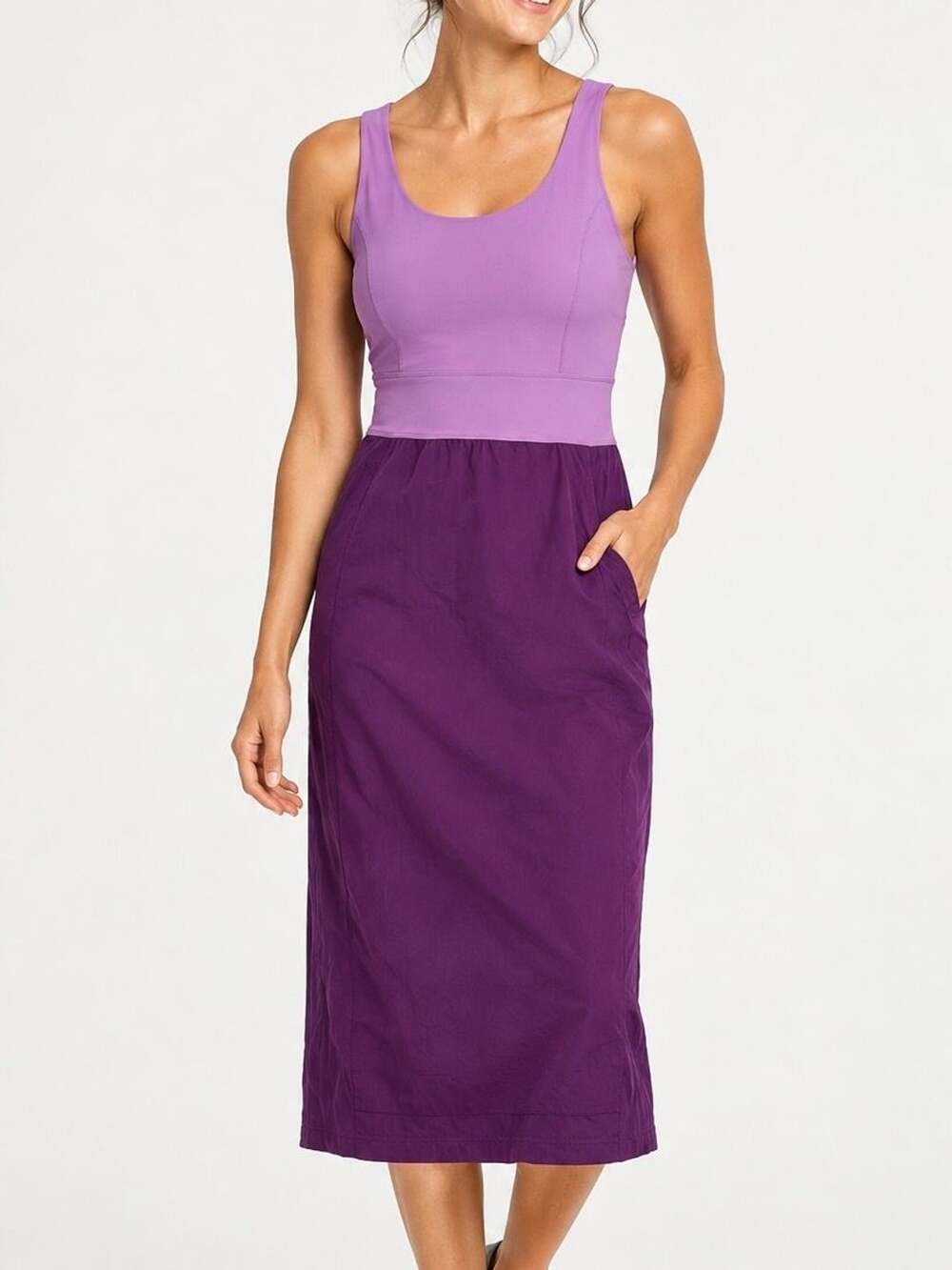Title Nine Athletic Limitless Midi Dress Forest Berry Built In Bra Size S